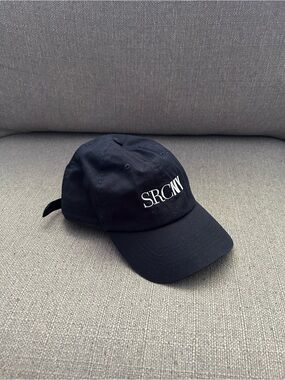 Sporty & Rich Black Baseball Cap with White SRCNY Embroidery